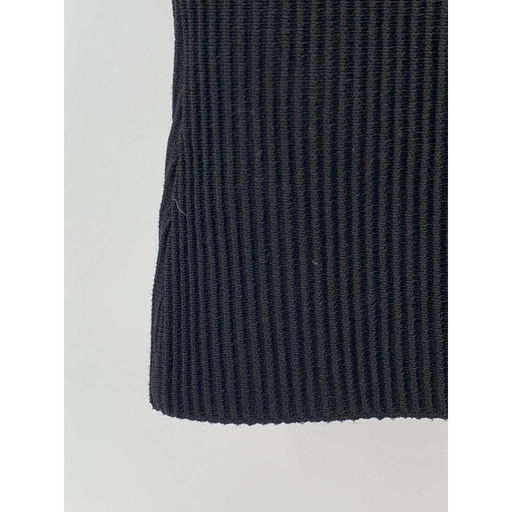 BABATON Women's Black Ribbed Sleeveless Halter Top SZ S