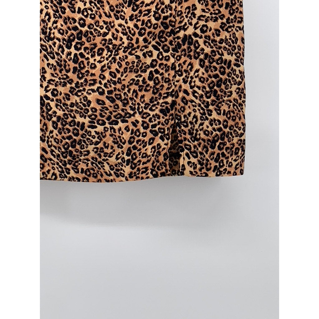 PRIMARK Women's Brown Leopard Print Straight Mini Skirt SZ 4