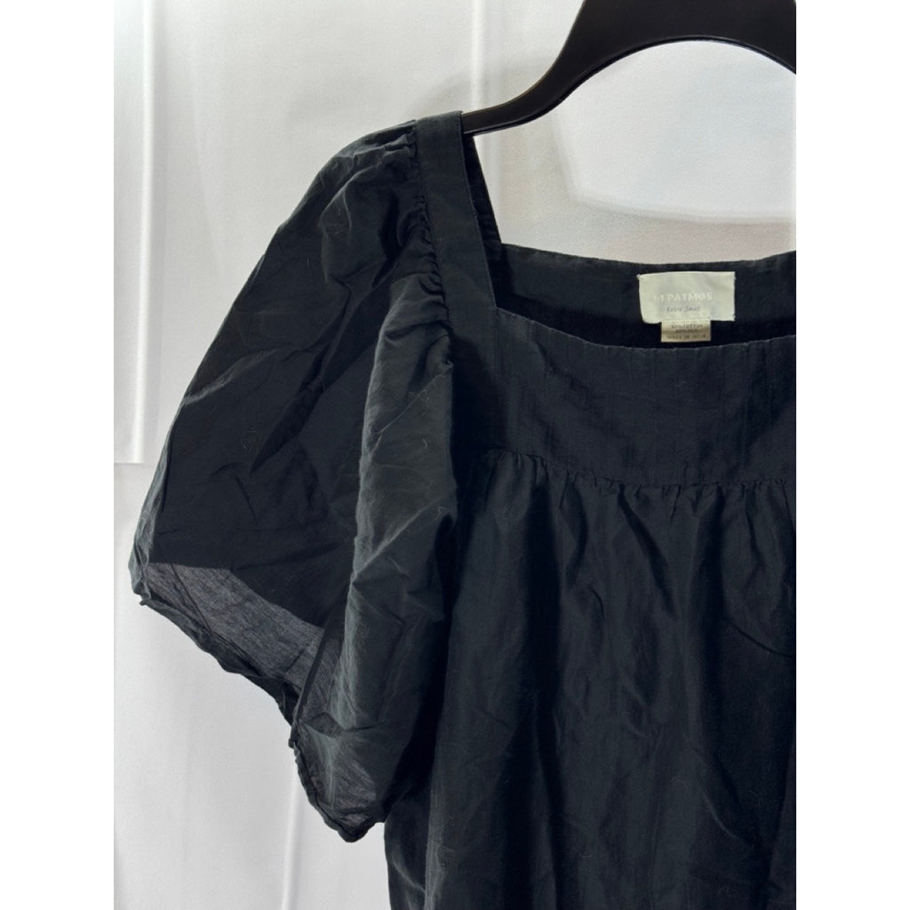 M. PATMOS Women's Black Louise Square-Neck Volume Sleeve Midi Dress SZ XS