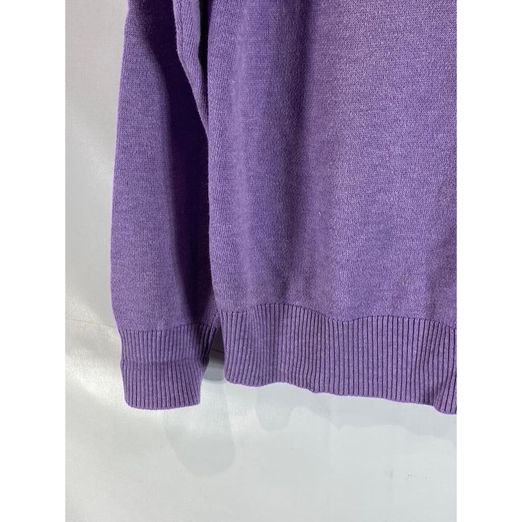 PETER MILLAR Men's Purple Quarter-Zip Hamilton Farm Golf Club Patch Sweater SZ M