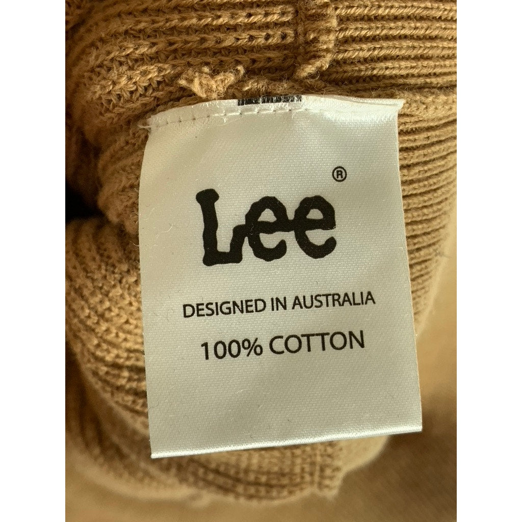 LEE Women's Brown Patch Logo Ribbed Mock-Neck Pullover Sweater SZ 14(L)