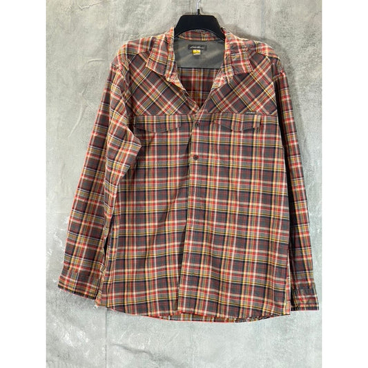 EDDIE BAUER Men's Orange Plaid Button-Up Long Sleeve Shirt SZ L