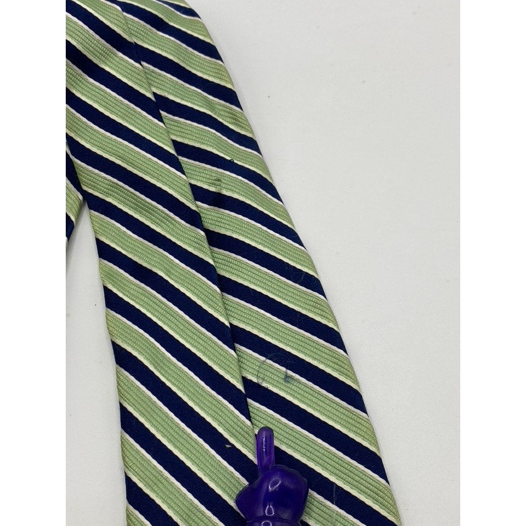 NÁUTICA Men’s Green-Navy Blue Silk Striped Tie SZ OS