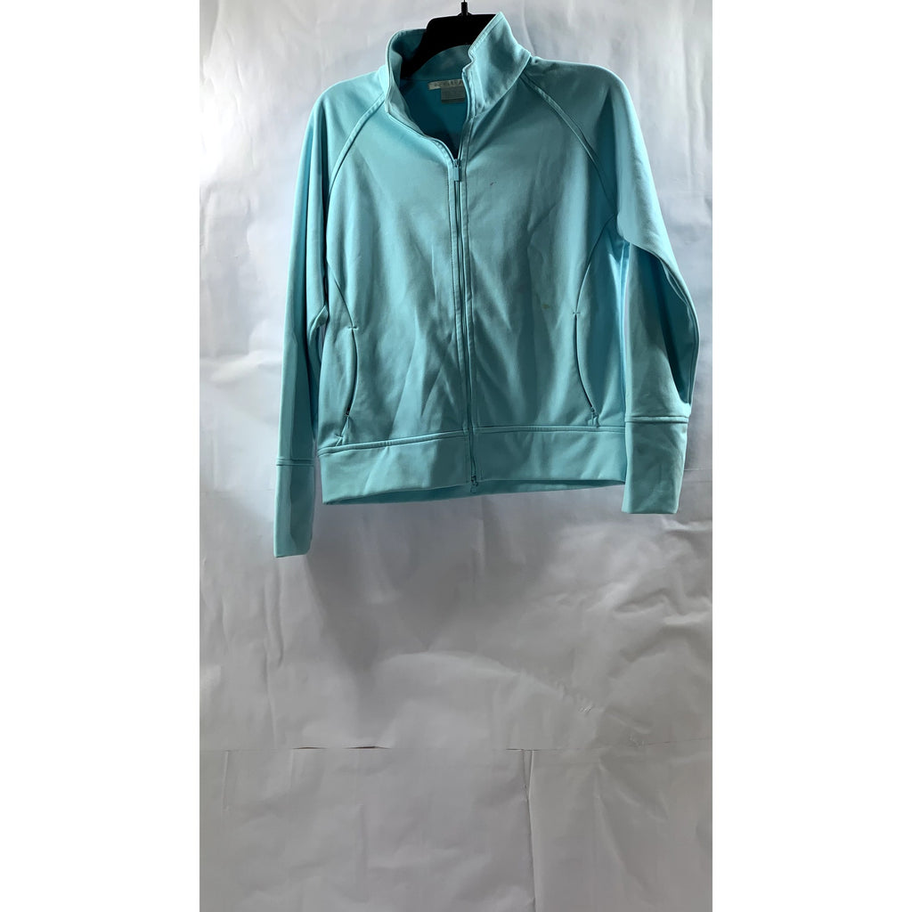 NIKE Women's Aqua Blue Anime Graphic Dri-Fit Mock-Collar Zip-Up Golf Sweater SZM