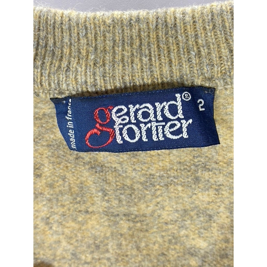 GERARD FORTIER Men’s Olive Green Wool-Blend V-Neck Button-Up Sweater Vest SZ2(S)
