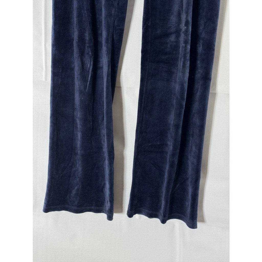 JUICY COUTURE Women's Vintage y2k Bootcut Flare Velour Navy Trackpant SZ S