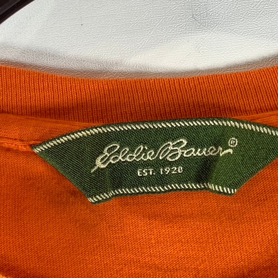 EDDIE BAUER Men's Orange Cotton Crewneck Long Sleeve T-Shirt SZ L