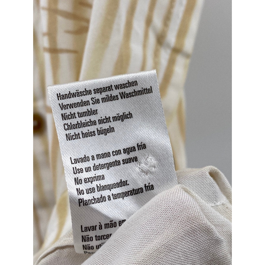 RHYTHM Men’s Camel Lily Stripes Cuban Button-Up Short Sleeve Shirt SZ L