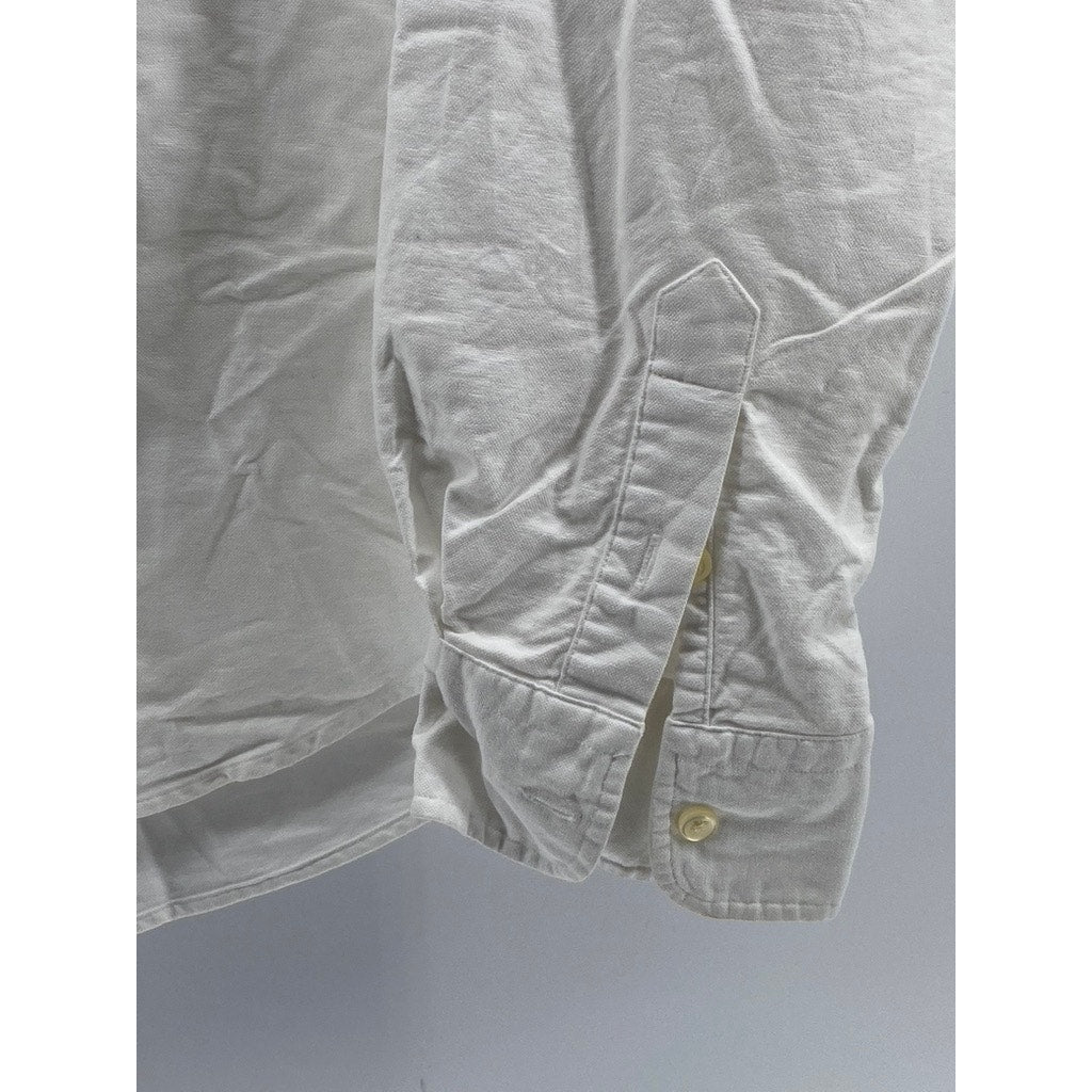 POLO RALPH LAUREN Men's White Solid Regular-Fit Button-Up Long Sleeve Shirt SZXL