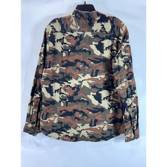 GOODFELLOW & CO Men's Green Camo Standard-Fit Button-Up Long Sleeve Shirt SZ L