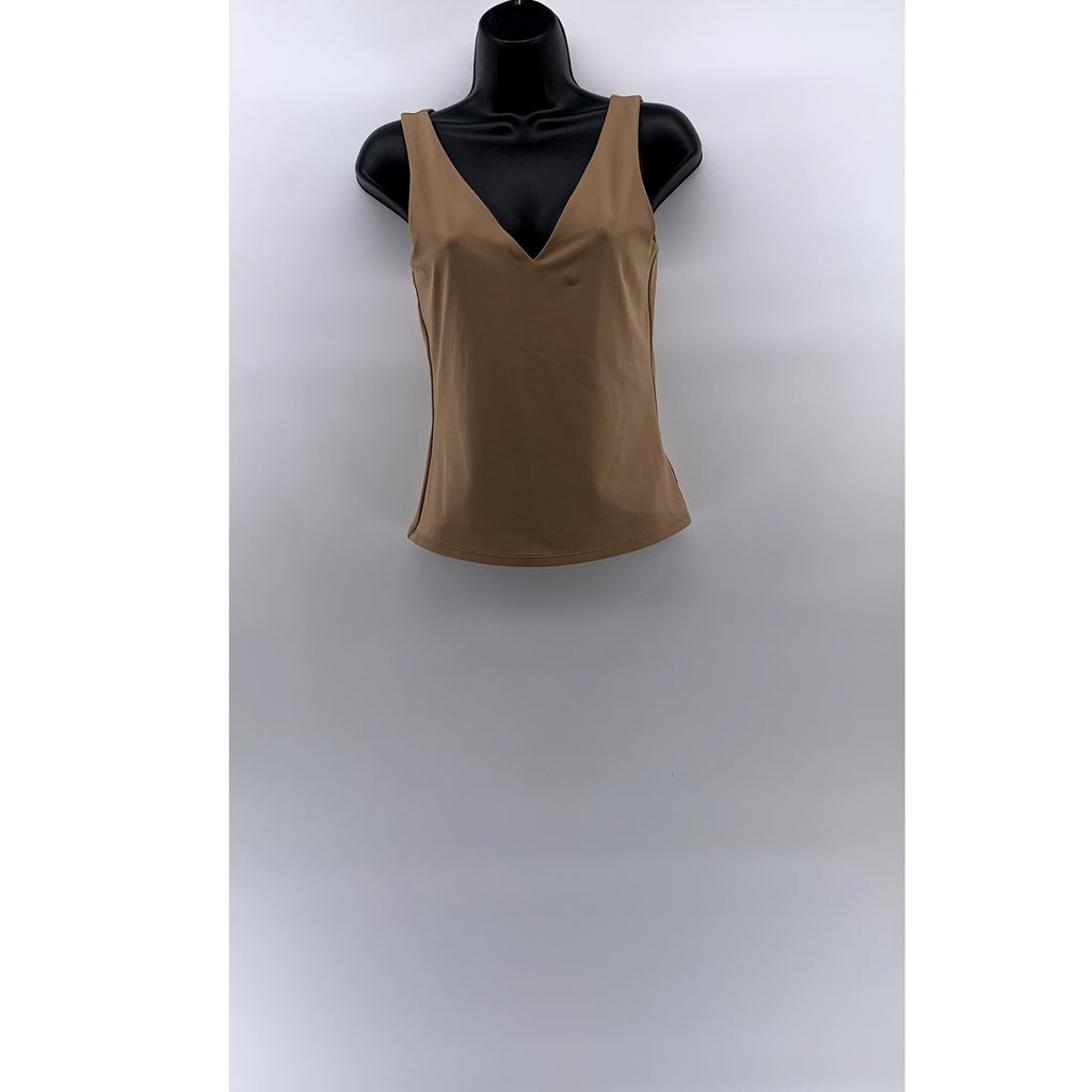 EXPRESS Women's Pecan Double V-Neck Body Contour High Compression Tank Top SZ S