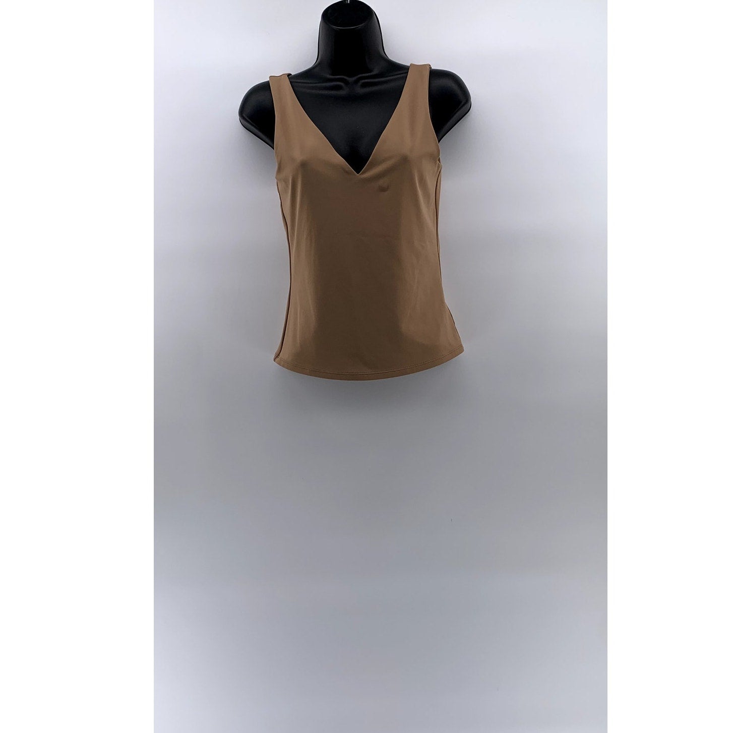 EXPRESS Women's Pecan Double V-Neck Body Contour High Compression Tank Top SZ S