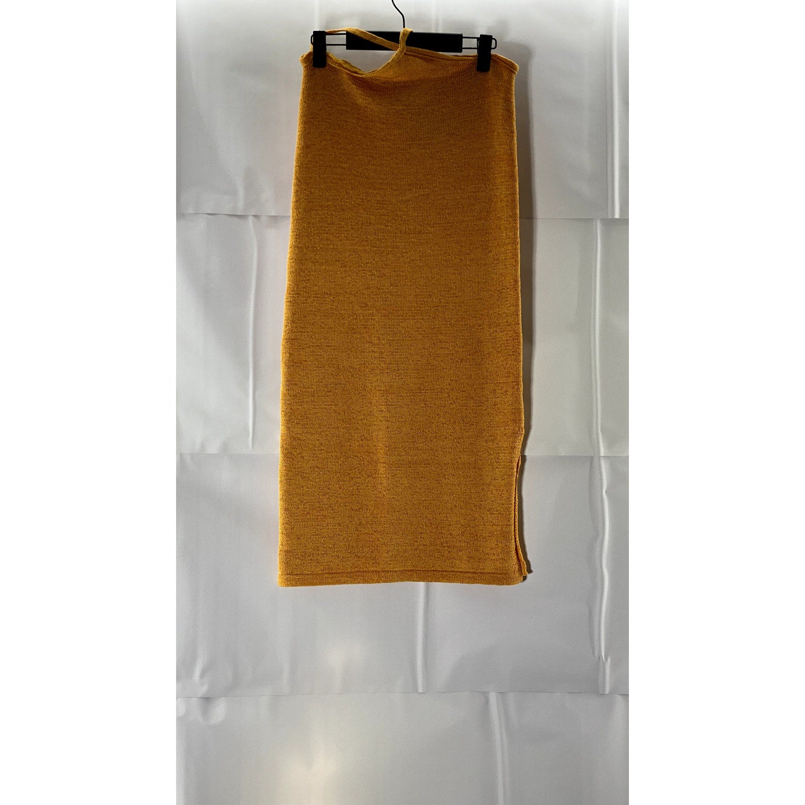 EDIT BY NINE Women's Orange Knit Sleeveless Side-Slit Halter Dress SZ M