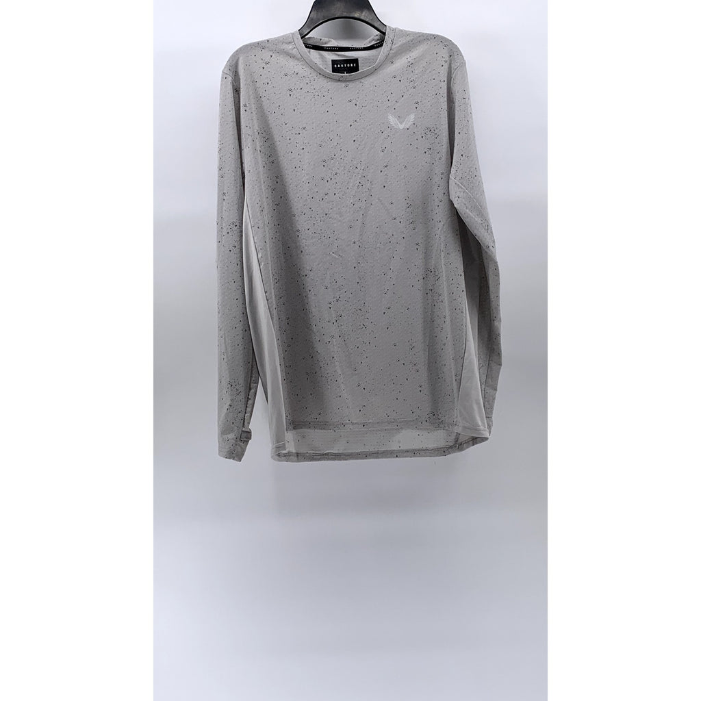 CASTORE Men's Light Gray Speckle Textured Long Sleeve Active T-Shirt SZ L