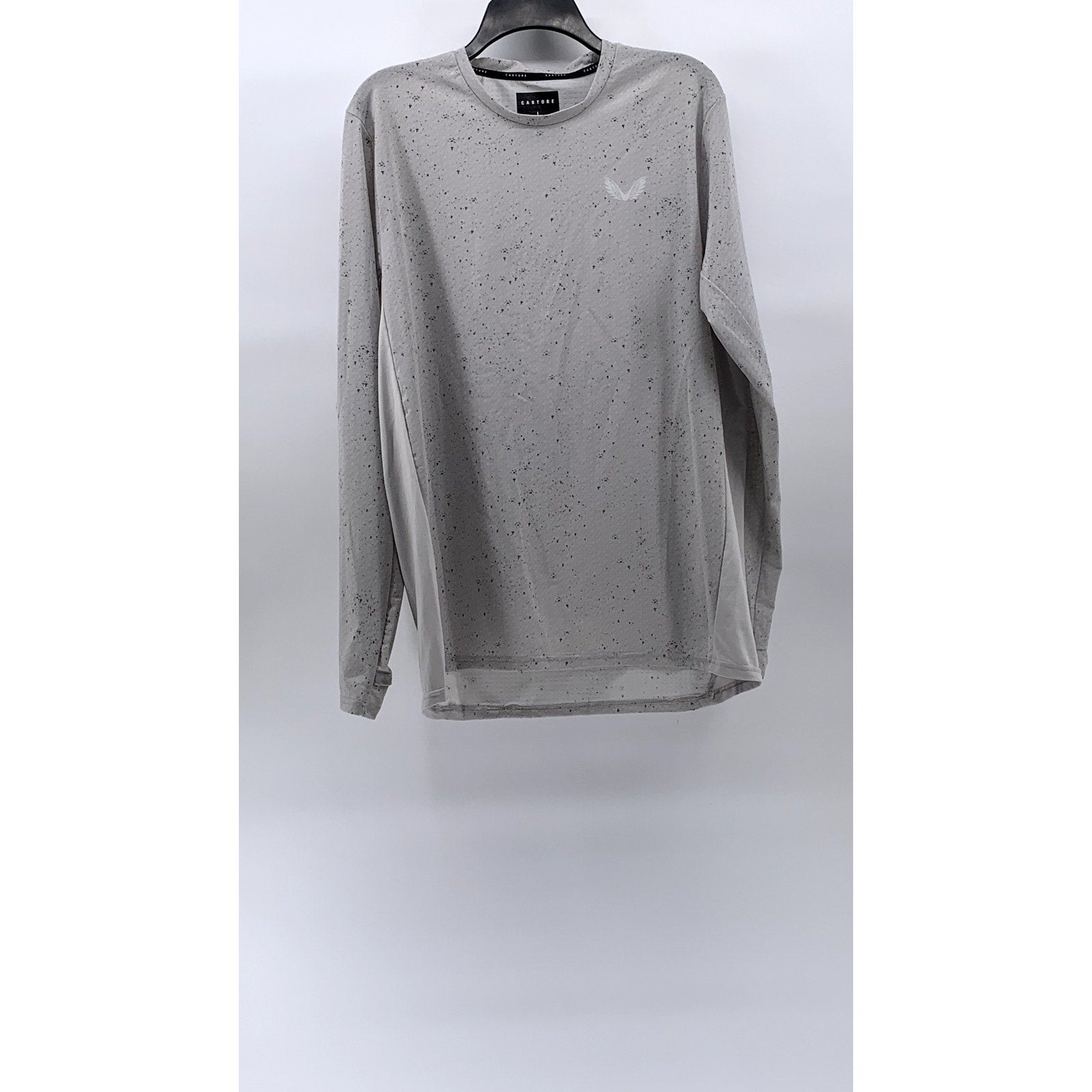CASTORE Men's Light Gray Speckle Textured Long Sleeve Active T-Shirt SZ L