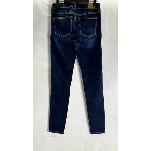 AMERICAN EAGLE Women's Dark Blue Regular-Fit Skinny-Leg Four-Pocket Jean SZ 4