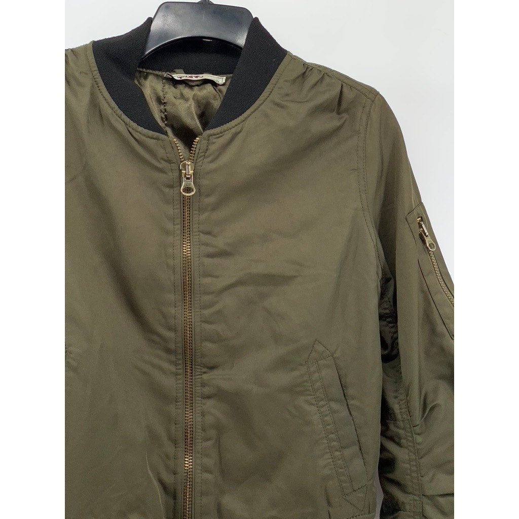 PORTOBELLO Women's Olive Green Zip-Up Bomber Jacket SZ 12(USM)