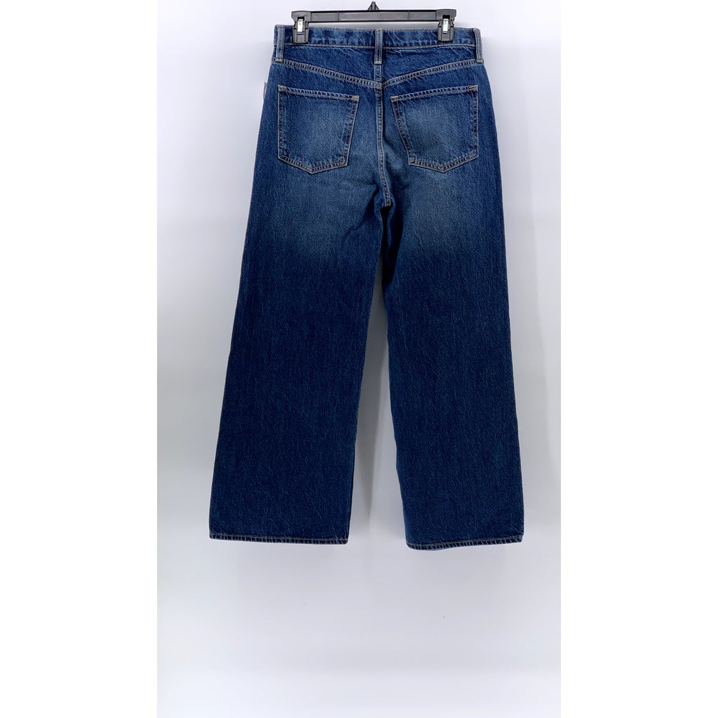 OLD NAVY Women's Dark Blue Distressed Baggy Wide-Leg Five-Pocket Jeans SZ 18