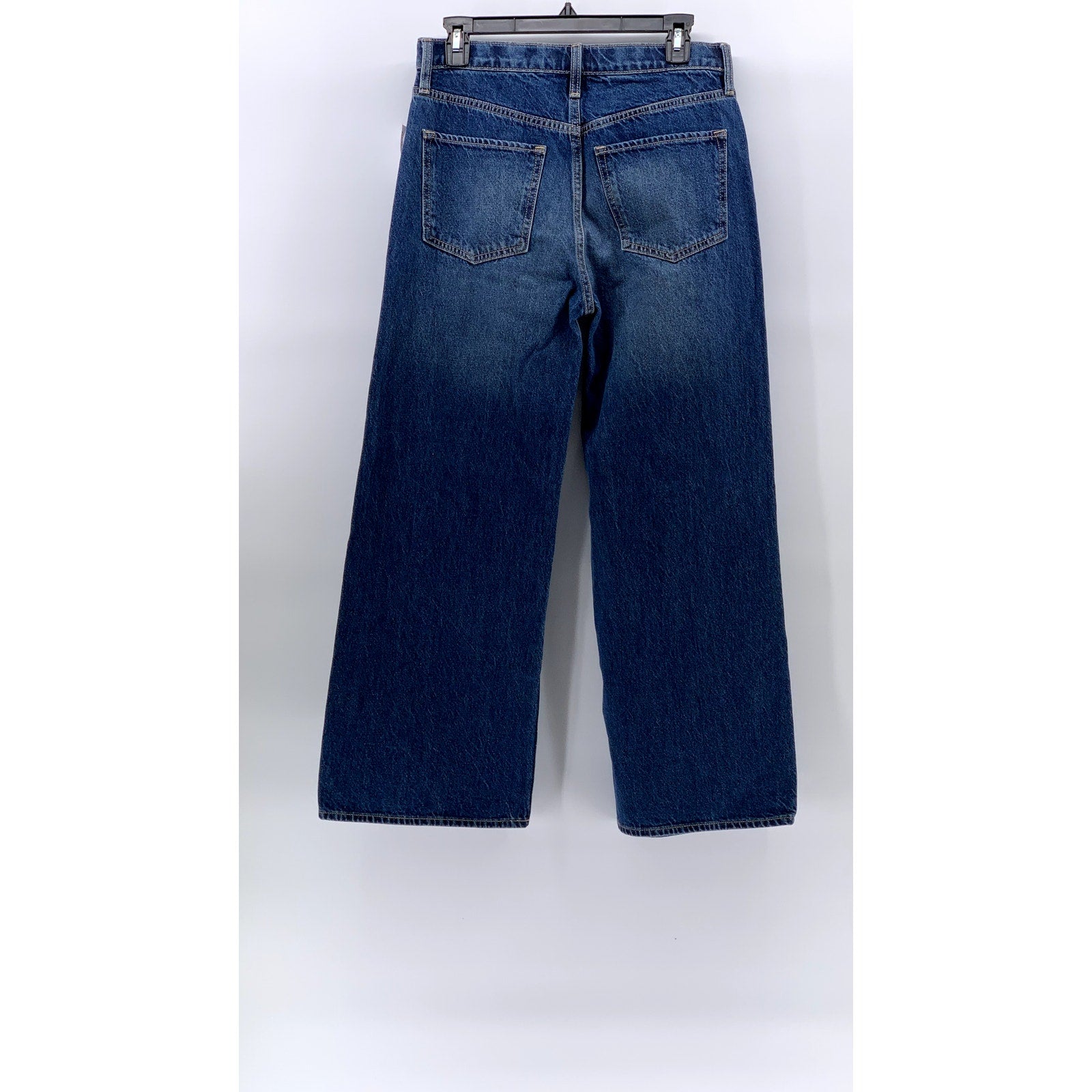 OLD NAVY Women's Dark Blue Distressed Baggy Wide-Leg Five-Pocket Jeans SZ 18