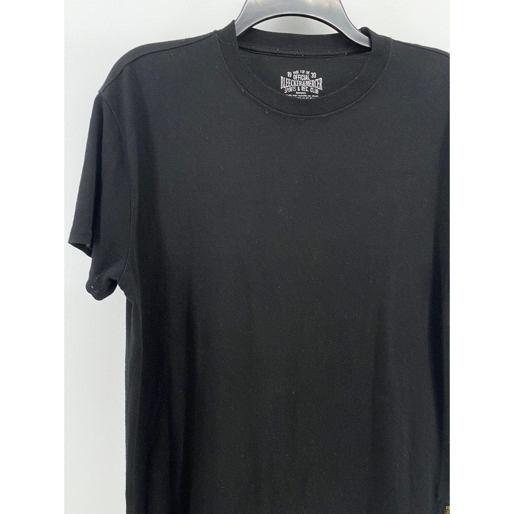 BLEECKER & MERCER Men's Black Crewneck Long Scoop Bottom Zipper-Hem T-Shirt SZ L