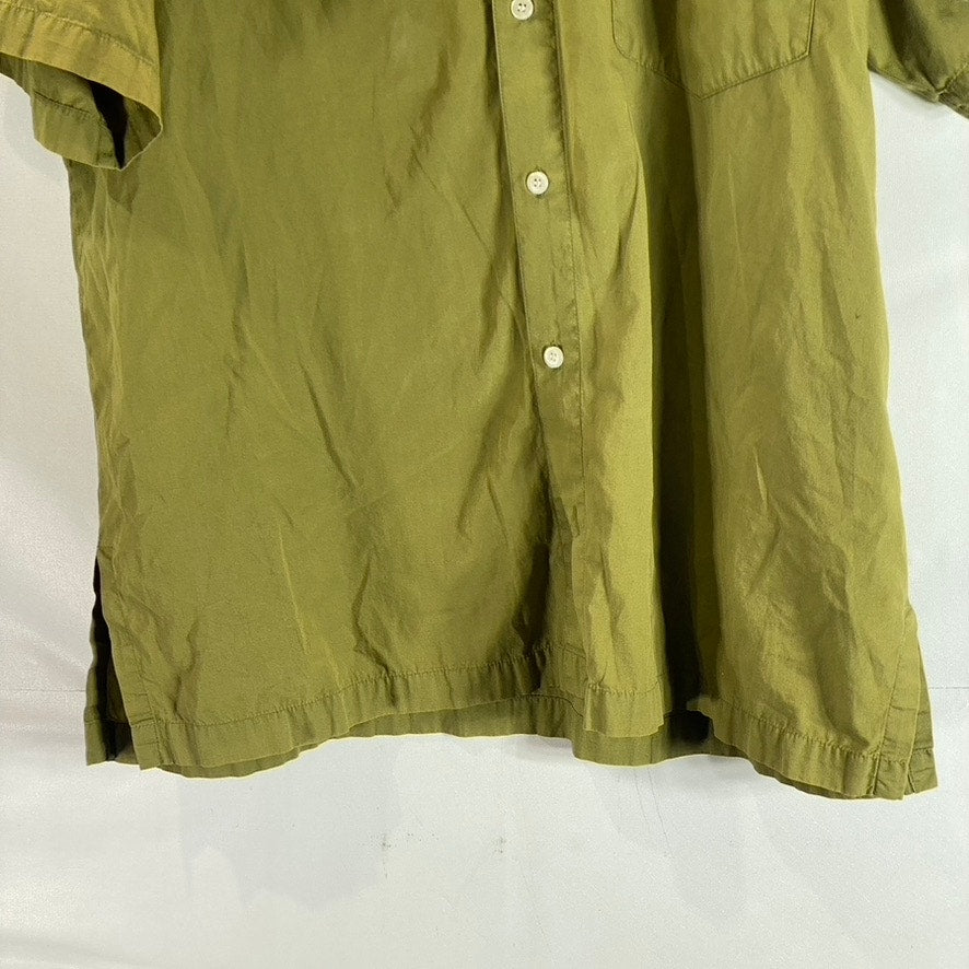 PINEAPPLE MOON Men's Vintage Olive Green Hawaiian Button Down Short SLeeve SZ M