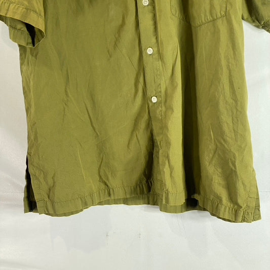 PINEAPPLE MOON Men's Vintage Olive Green Hawaiian Button Down Short SLeeve SZ M