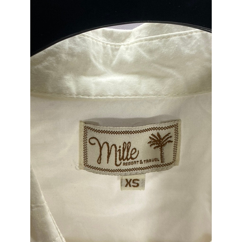 MILLIE RESORT & TRAVEL Women's White Regular-Fit Button-Up Long Sleeve Top SZ XS