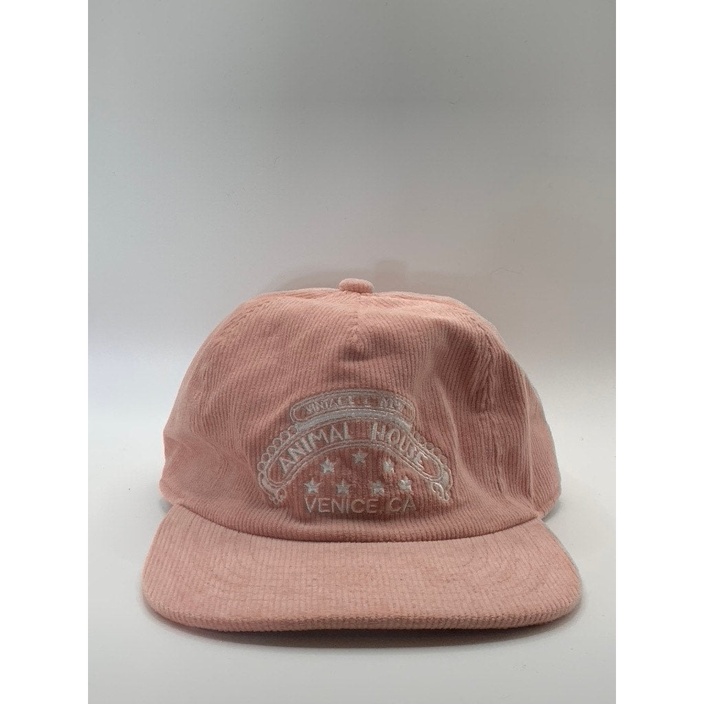 ANIMAL HOUSE Academy Fits Unisex Light Pink Embroidered Logo Corduroy Snapback