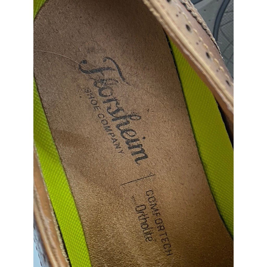 FLORSHEIM Men's Cognac Leather Orthotech Lace-Up Wingtip Oxford Shoes SZ 10
