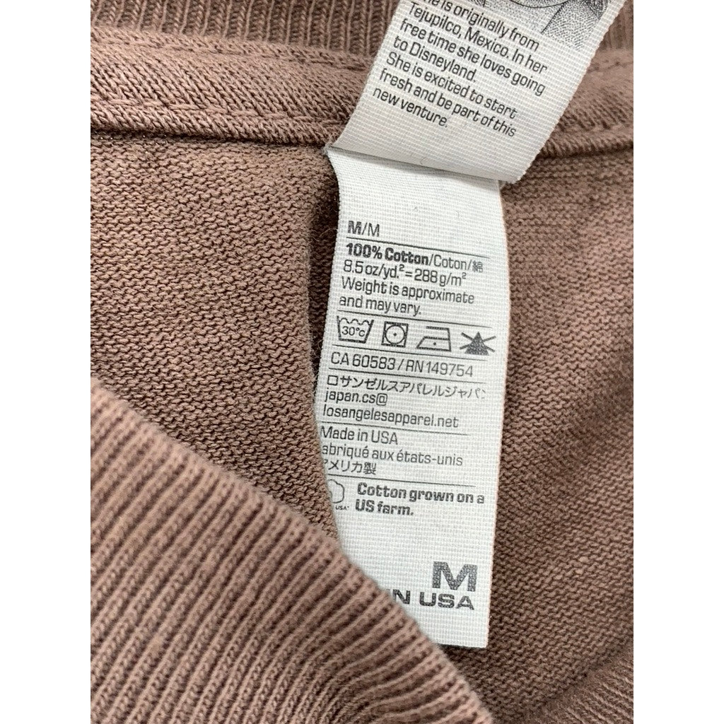 LOS ANGELES APPAREL Men's Brown Garment Dyed Long Sleeve T-Shirt SZ M