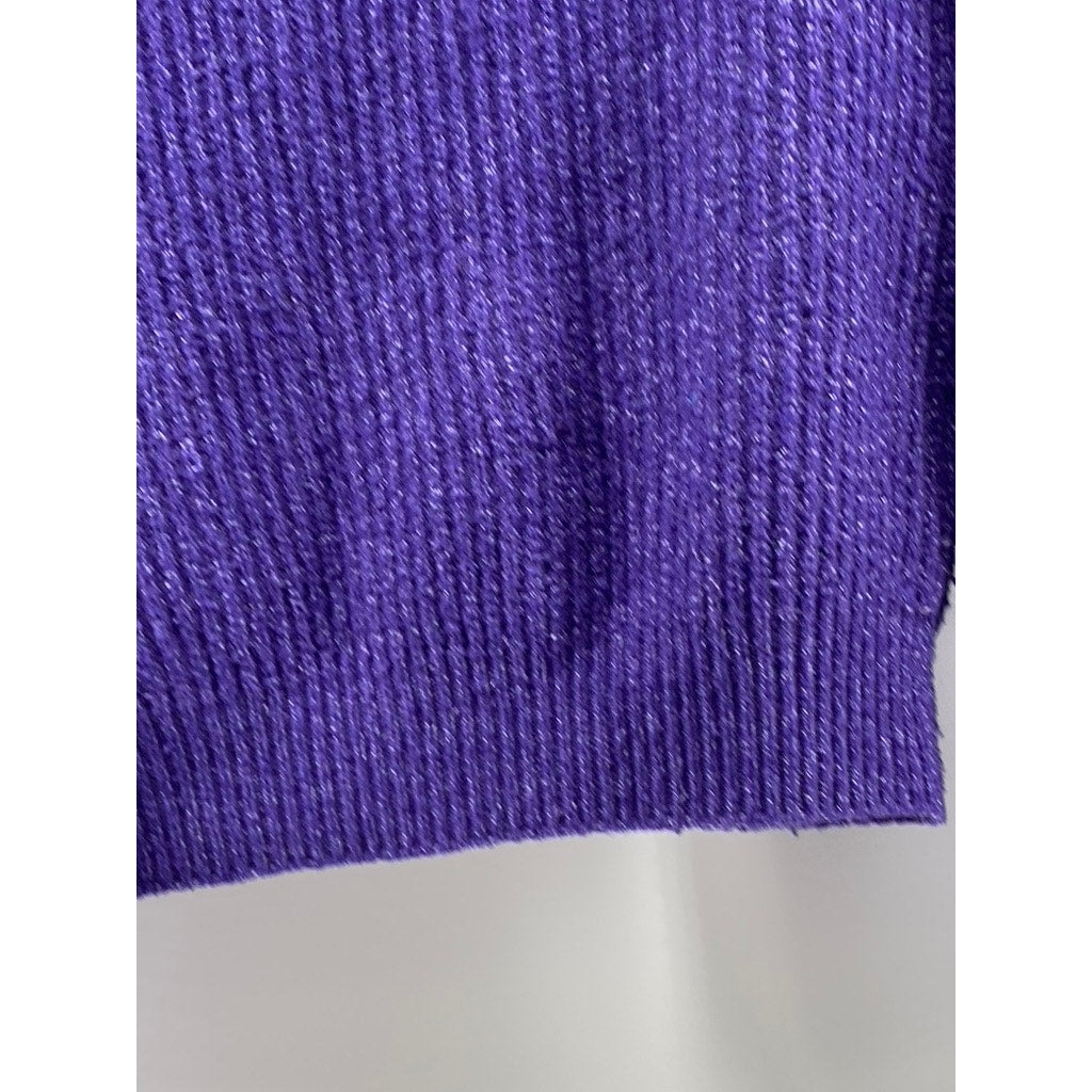 DOUBLE ZERO Women's Purple Knit Long Sleeve Button-Up Cropped Cardigan SZ S