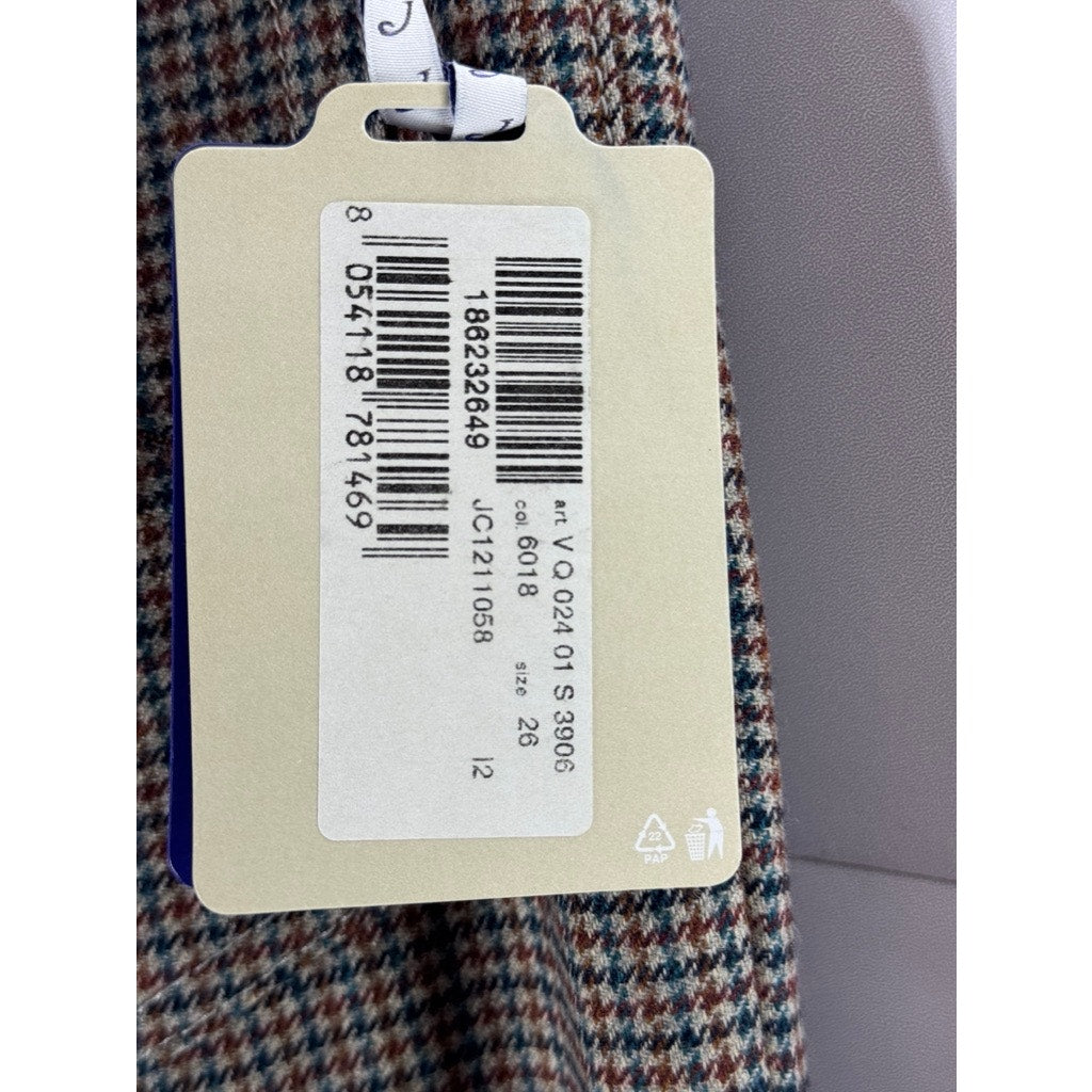 JACOB COHEN Women's Brown Houndstooth Debbie Super Flare Trousers SZ 26