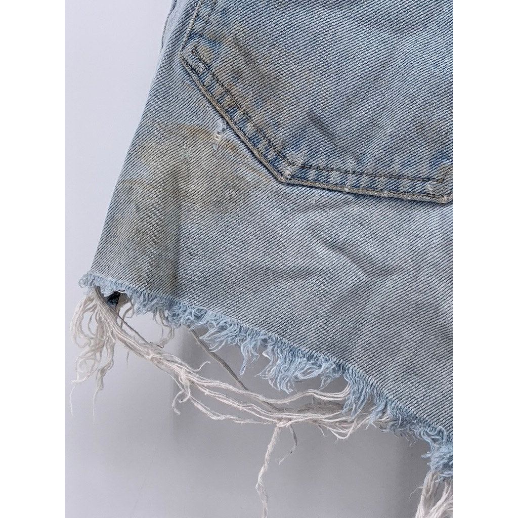 GUESS By GEORGES MARCIANO Women's Vintage Blue Denim Distressed Shorts SZ 29