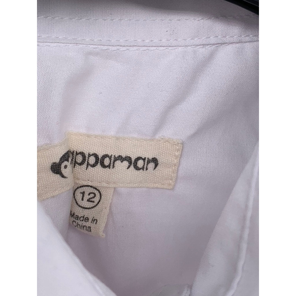 APPAMAN Boy's White Solid Button-Up Long Sleeve Shirt SZ 12