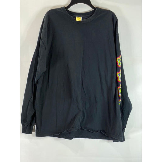 GOLF WANG Men's Black Crewneck Flower Print Long Sleeve T-Shirt SZ 2XL