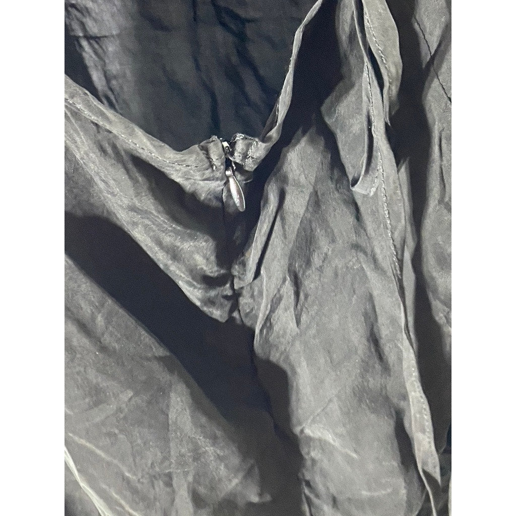 UNBRANDED Women’s Black Cowl-Neck Adjustable Straps Open-Back Mini Dress SZ M