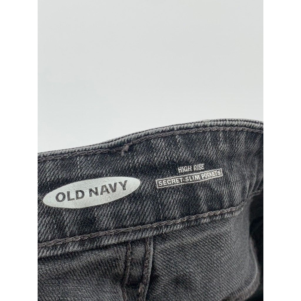 OLD NAVY Women's Washed Black Distressed High-Rise Brenda Denim Shorts SZ 2