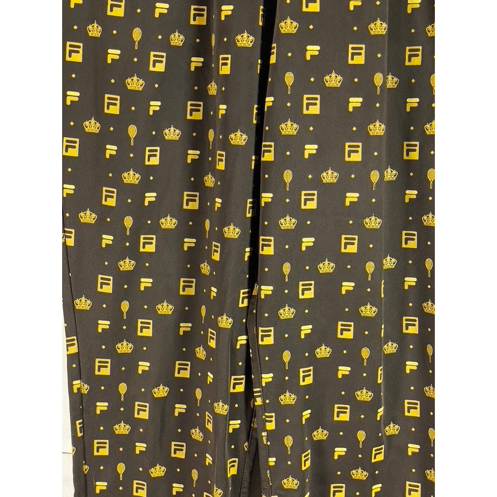 FILA For Urban Outfitters Men's Brown/Gold Monogram Zipper-Cuff Track Pants SZ S