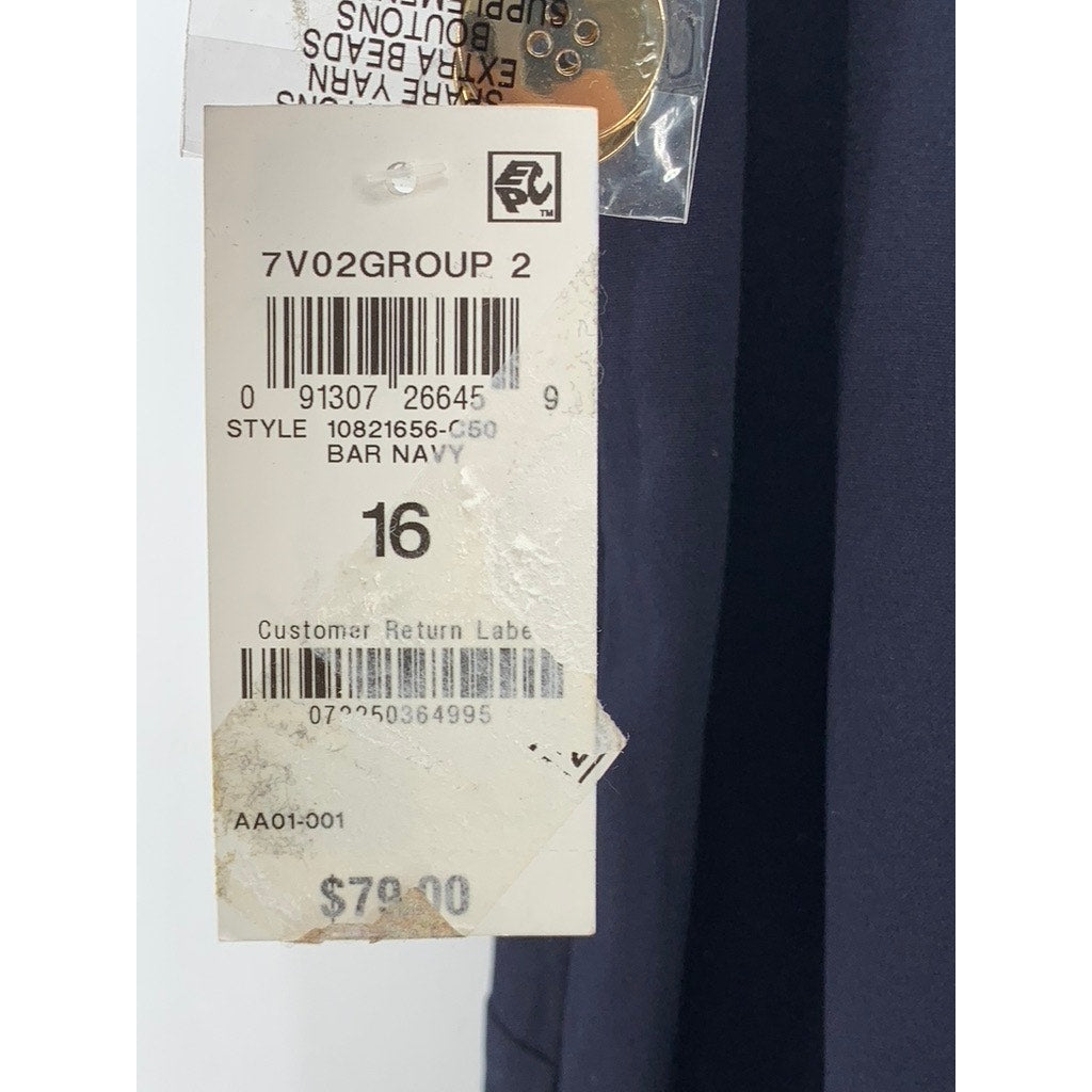 BAR III Women's Navy Gold-Tone Button Pants SZ 16