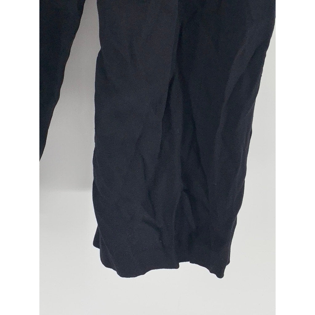 UNBRANDED Women's Black-Navy Crewneck Short Sleeve Back Cutout Jumpsuit SZ M