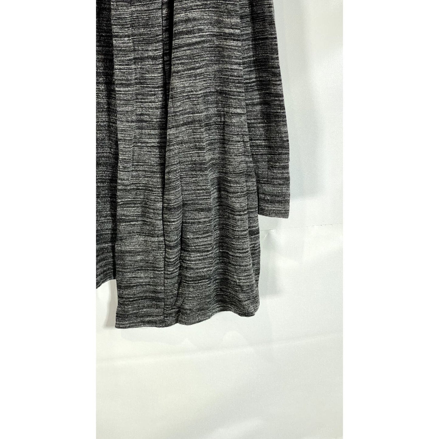 DAILY RITUAL Women's Charcoal Heather Cozy Knit Hooded Open Front Cardigan SZ M