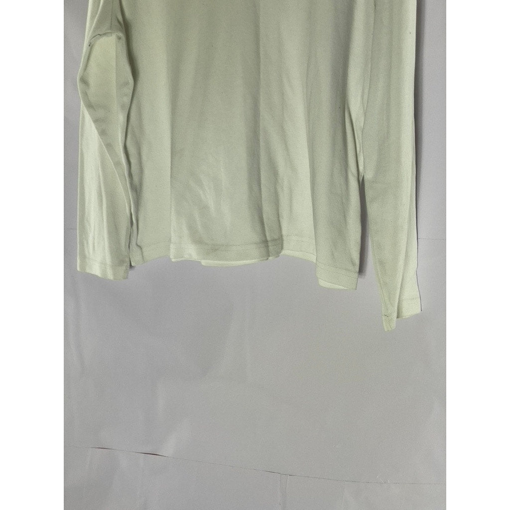 BLAIR Women's White Solid Scoop-Neck Casual Pointelle Long Sleeve Top SZ M