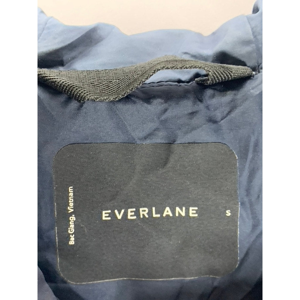 EVERLANE Women's Navy Drawstring Waist Cropped Puffer Jacket SZ S