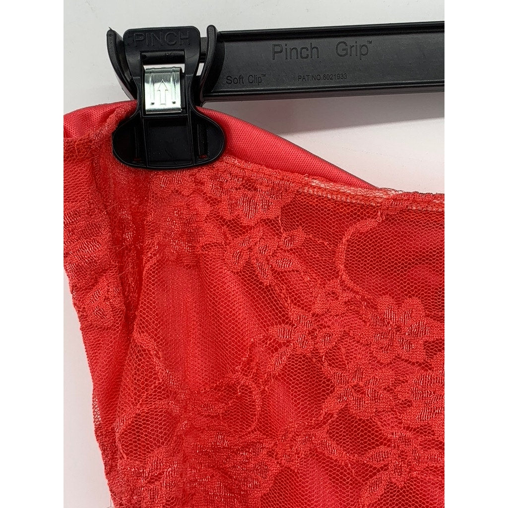 FASHION NOVA Women's Red Lace Cutout Strapless Bodysuit SZ XL