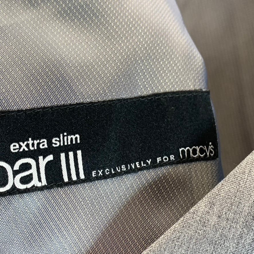BAR III Men's Charcoal Grey Extra Slim Wool Sharkskin Suit Vest SZ 42R