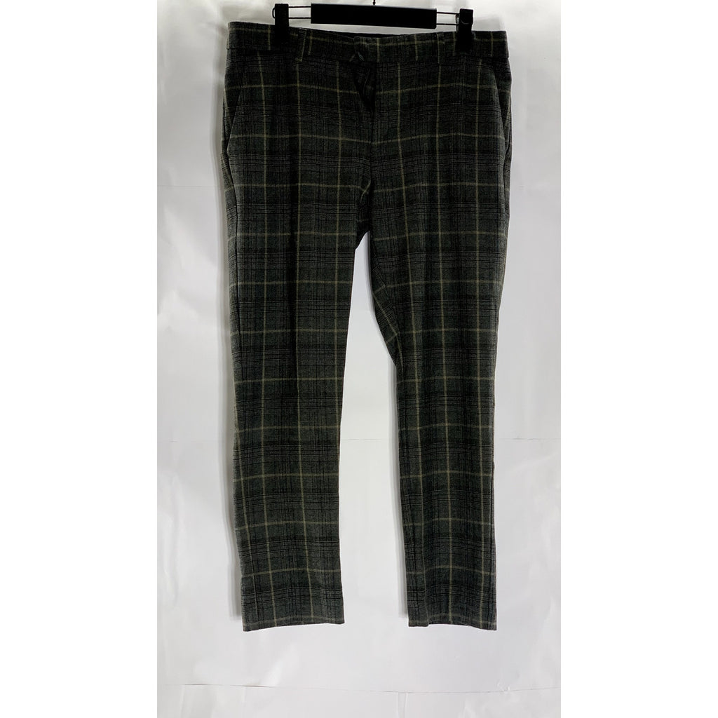 RIVER ISLAND Men's Gray-Blue Plaid Flat Front Short Dress Pant SZ 30S