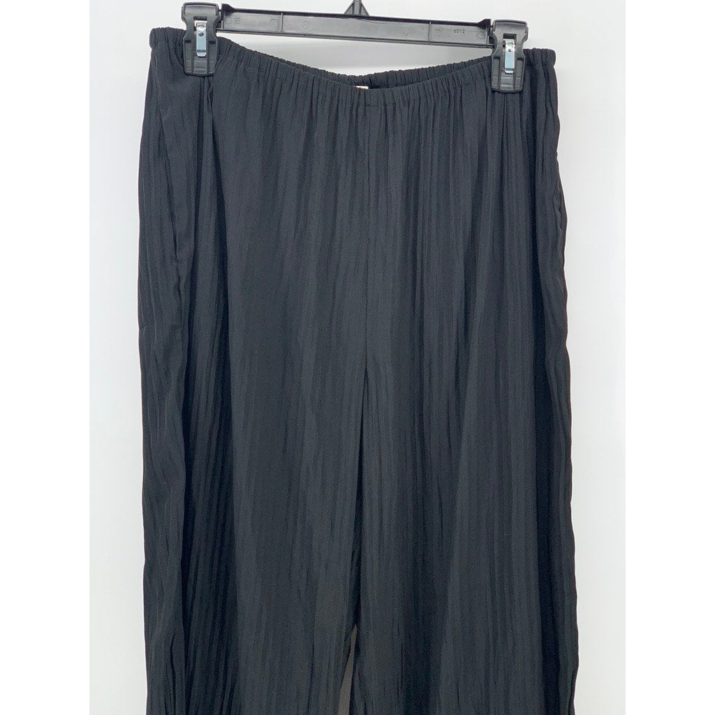 BABATON Aritzia Women’s Black Pleated Pull-On Relaxed Fit Wide-Leg Pants SZ M