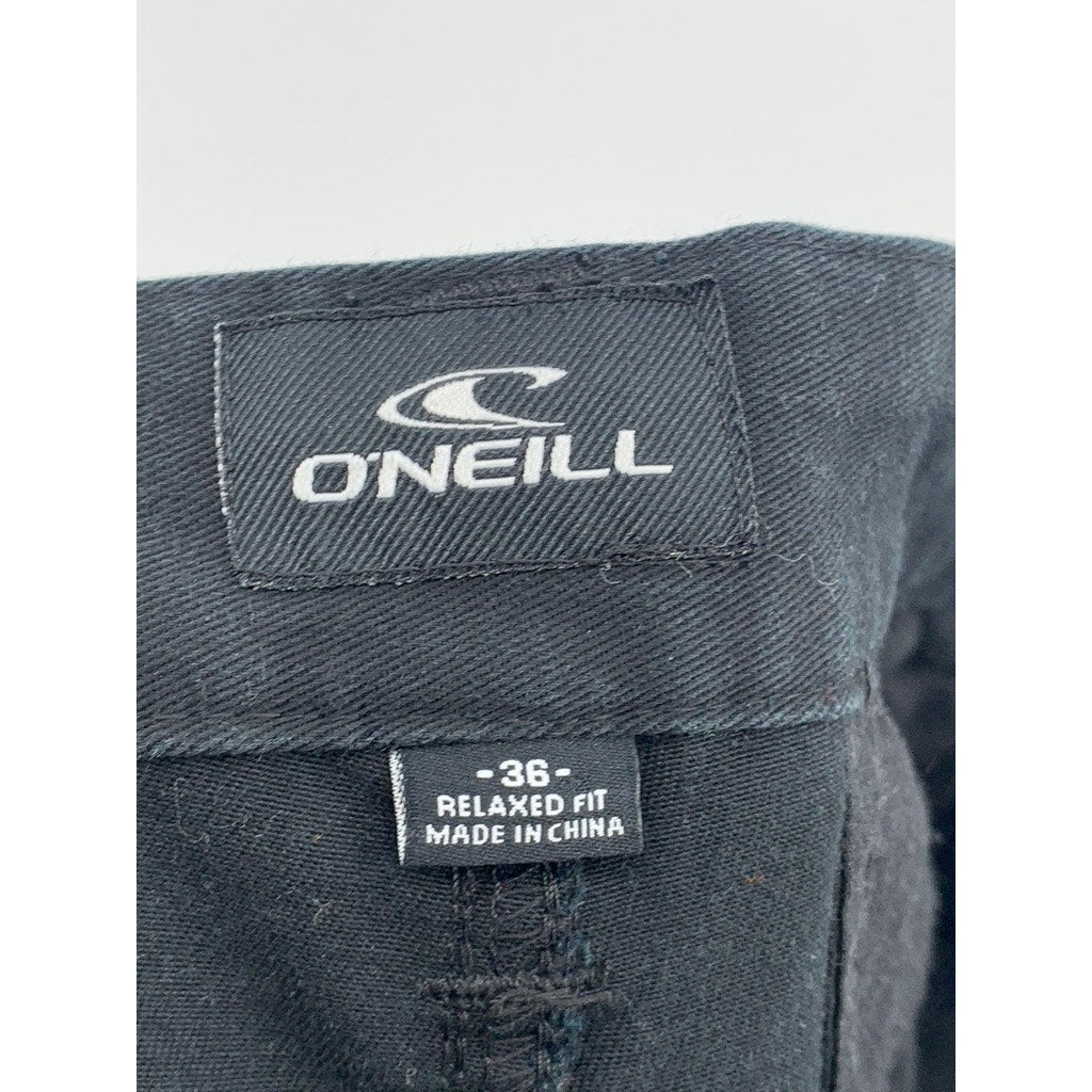 O'NEILL Men's Black Relaxed-Fit Casual Chino Shorts SZ 36