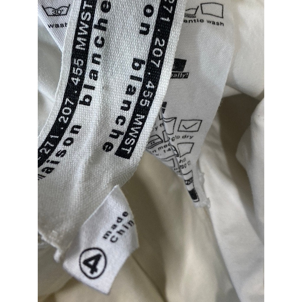 MAISON BLANCHE All Gender Coconut Milk Asymmetrical Straight Leg Trousers SZ 4