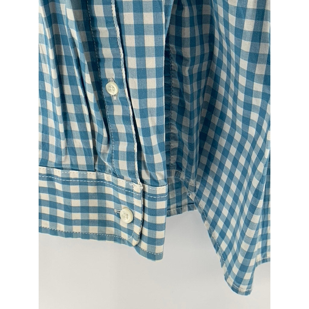 CHUBBIES Men's Blue-White Gingham Button-Up Shirt SZ XL